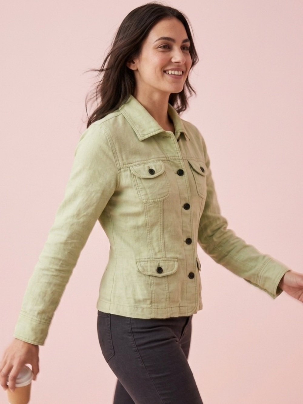 Perfect for Summer: linen jacket in spring green color, Size M